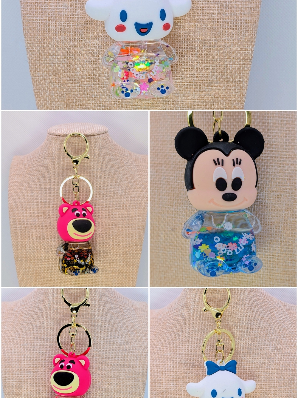 Character Bubble Float Keychain Bag Charm: Single Or Multi Purchase Options